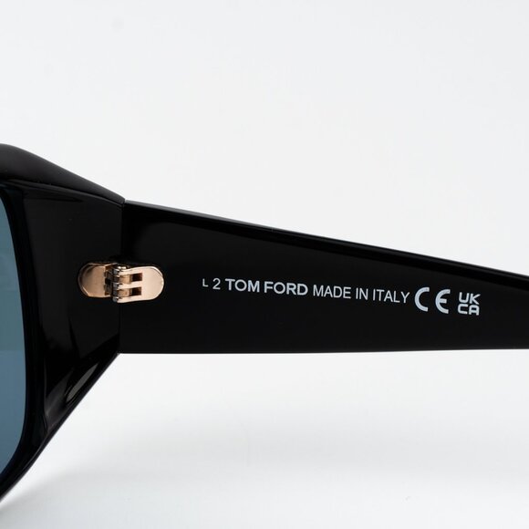 Tom Ford Men Sunglasses Ryder-02 Shiny Black Blue Rectangle FT1035 01V BRAND NEW - Picture 5 of 12